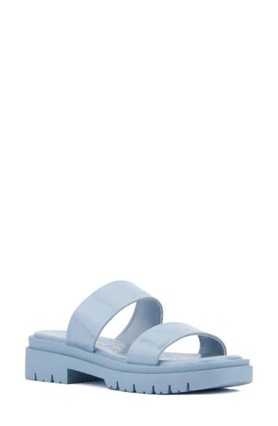 Olivia Miller Tempting Platform Slide Sandal In Dusty Blue