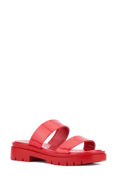 Olivia Miller Tempting Platform Slide Sandal In Red