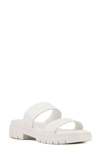 Olivia Miller Tempting Platform Slide Sandal In White