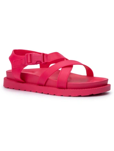 Olivia Miller Wendy Womens Embellished Slip-on Wedge Sandals In Pink