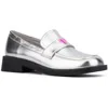 Olivia Miller Womens Block Heel Man Made Loafers In Silver