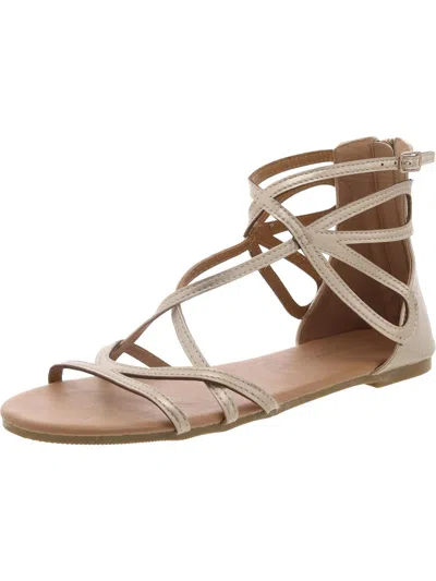 Olivia Miller Womens Faux Leather Flat Strappy Sandals In Multi