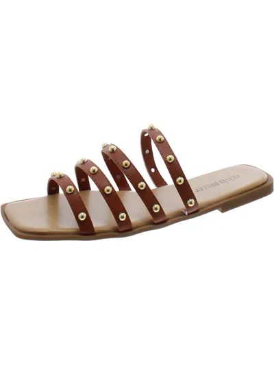 Olivia Miller Womens Faux Leather Strappy Slide Sandals In Green