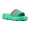 Olivia Miller Womens Glitter Gaze Slide Sandals In Green