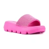 Olivia Miller Womens Glitter Gaze Slide Sandals In Pink