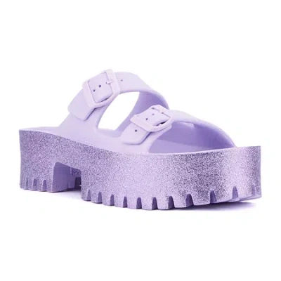 Olivia Miller Womens Sparkles Slide Sandals In Purple