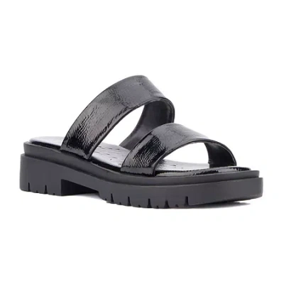 Olivia Miller Womens Tempting Flat Sandals In Black