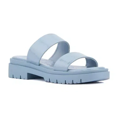 Olivia Miller Womens Tempting Flat Sandals In Blue