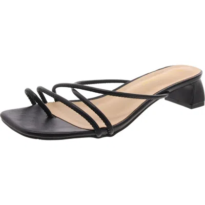 Olivia Miller Womens Thong Square Toe Slide Sandals In Black