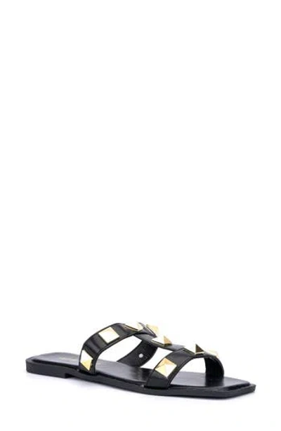 Olivia Miller Zoey Pyramid Stud Slide Sandal In Black