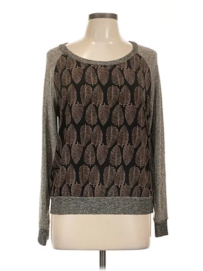 Pre-owned Olivia Moon Long Sleeve Top Gray Crew Neck Tops