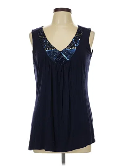 Pre-owned Olivia Moon Tank Top Blue Plunge Neckline Tops