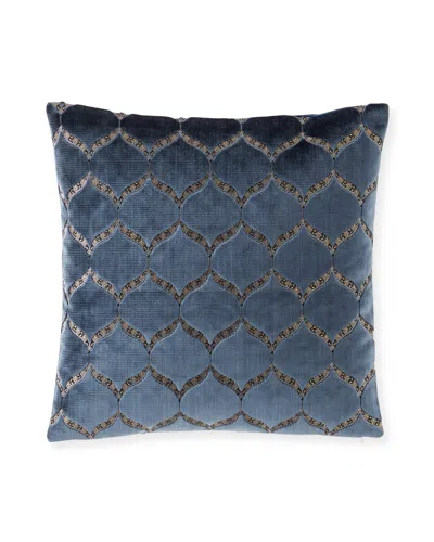 Olivia Quido Safari Velvet Accent Pillow, 20"sq In Blue