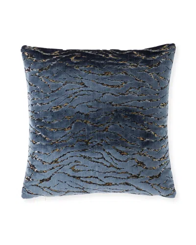 Olivia Quido Safari Velvet Accent Pillow, 20"sq In Blue