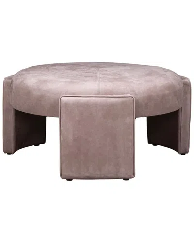 Olivia + Quinn Gramercy Circle Ottoman In Brown