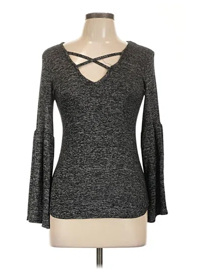 Pre-owned Olivia Rae Long Sleeve Top Gray Keyhole Neckline Tops