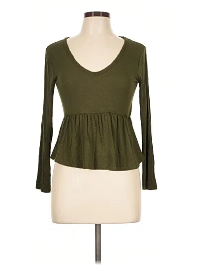 Pre-owned Olivia Rae Long Sleeve Top Green Sweetheart Neckline Tops