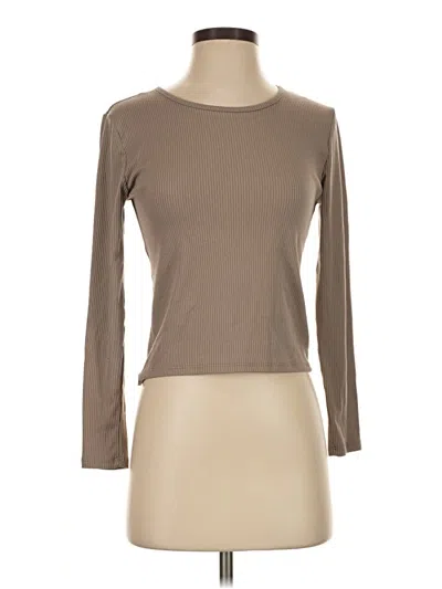 Pre-owned Olivia Rae Long Sleeve Top Tan Boatneck Tops