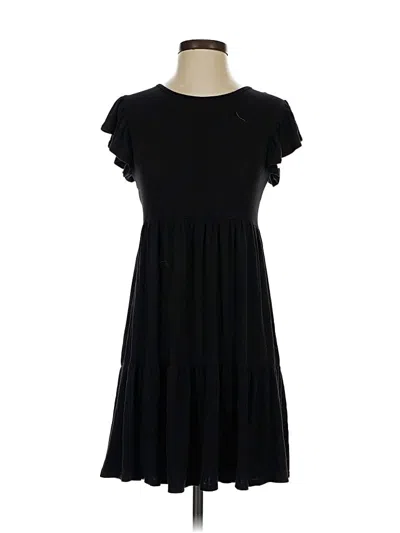 Pre-owned Olivia Rae Short Sleeve Top Black Ruffles Neckline Tops