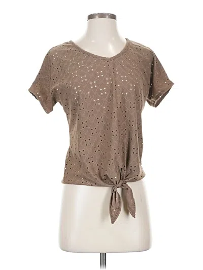 Pre-owned Olivia Rae Short Sleeve Top Brown Keyhole Neckline Tops