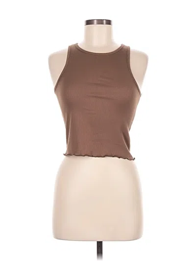 Pre-owned Olivia Rae Sleeveless Top Brown Halter Neckline Tops