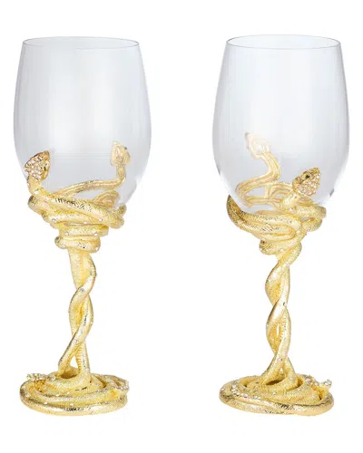 Olivia Riegel 2pc Serpentina Wine Glass Set In Multi