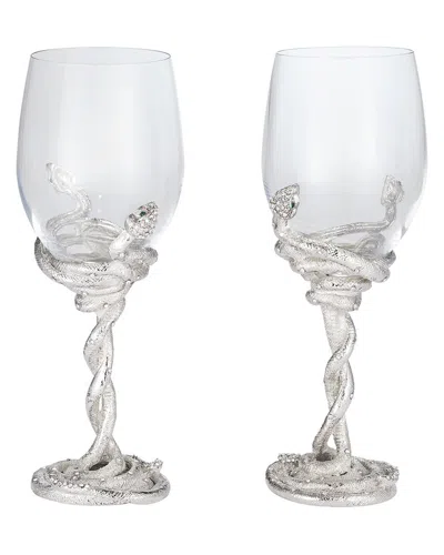 Olivia Riegel 2pc Serpentina Wine Glass Set In Transparent