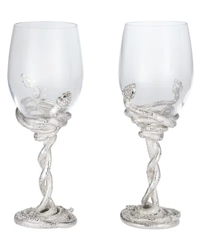 Olivia Riegel 2pc Serpentina Wine Glass Set In Transparent