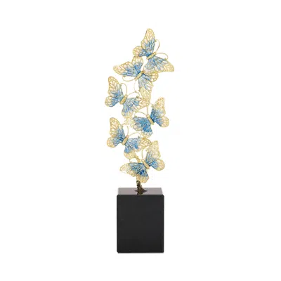 Olivia Riegel Blue Enamel Butterfly Sculpture In Gold