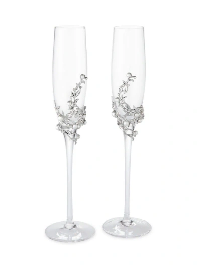 Olivia Riegel Eleanor 2-piece Champagne Flutes Set In Silver