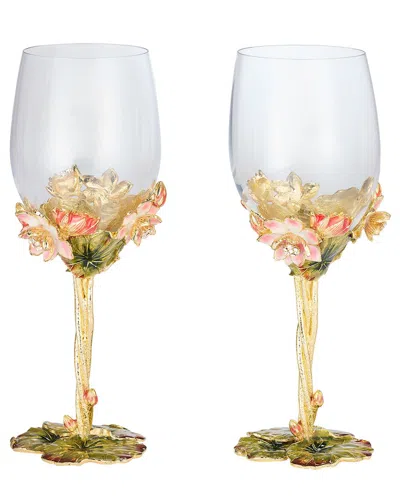 Olivia Riegel Set Of 2 Lotus Wine Glass In Multi