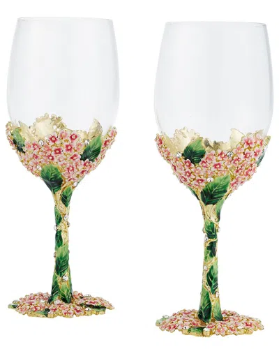 Olivia Riegel Set Of 2 Pink Lantana Wine Glass In Multi