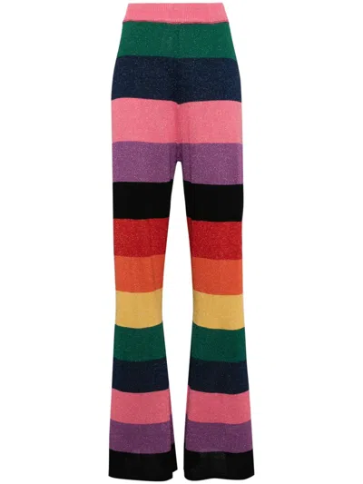 Olivia Rubin Ali Striped Metallic-knit Trousers In Multicoloured