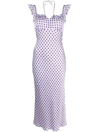 Olivia Rubin Amaya Geometric-pattern Satin Midi Dress In Multicolour