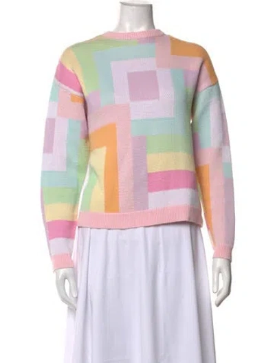 Pre-owned Olivia Rubin Colorblock Pattern Crew Neck Sweater In Neutrals