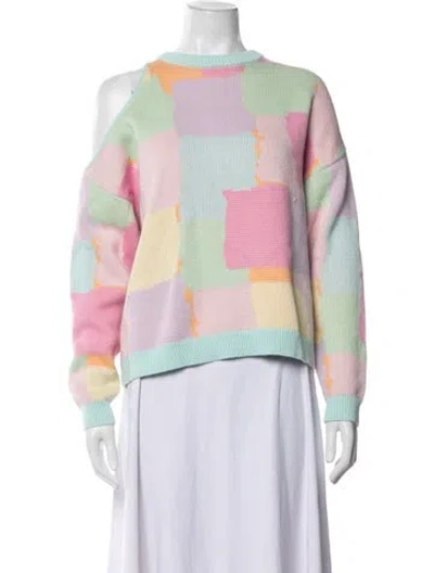 Pre-owned Olivia Rubin Colorblock Pattern Crew Neck Sweatshirt In Pink