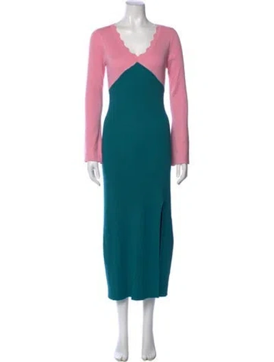 Pre-owned Olivia Rubin Colorblock Pattern Midi Length Dress In Blue