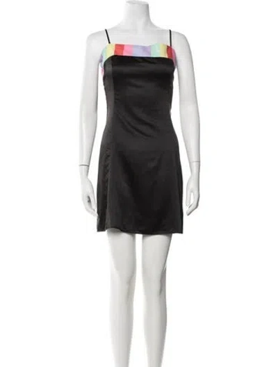 Pre-owned Olivia Rubin Colorblock Pattern Mini Dress In Black