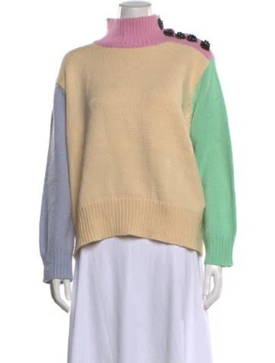 Pre-owned Olivia Rubin Colorblock Pattern Turtleneck Sweater In Neutrals