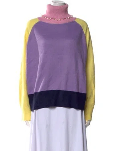 Pre-owned Olivia Rubin Colorblock Pattern Turtleneck Sweater W/ Tags In Purple
