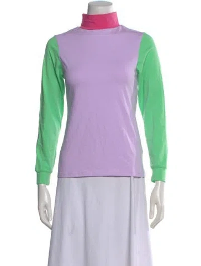 Pre-owned Olivia Rubin Colorblock Pattern Turtleneck Top W/ Tags In Purple