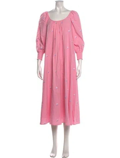 Pre-owned Olivia Rubin Floral Print Midi Length Dress In Pink