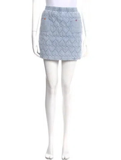 Pre-owned Olivia Rubin Lace Trim Embellishment Mini Skirt In Blue