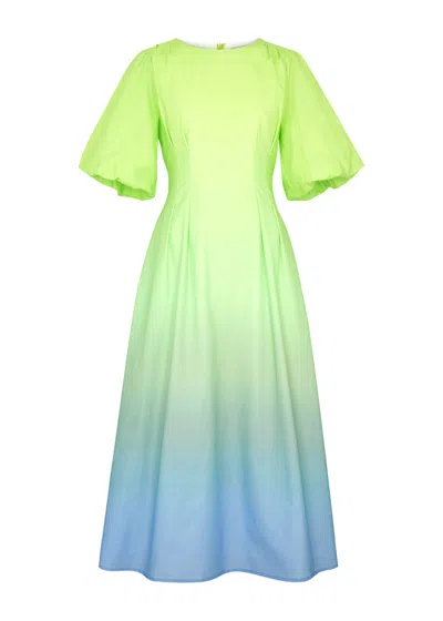 Olivia Rubin Lorena Ombré Cotton Midi Dress In Green