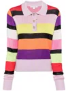 Olivia Rubin Mary Polo-collar Striped Jumper In Purple
