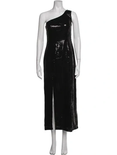 Pre-owned Olivia Rubin Patterned Long Dress In Black
