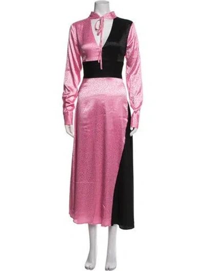 Pre-owned Olivia Rubin Patterned Long Dress In Pink