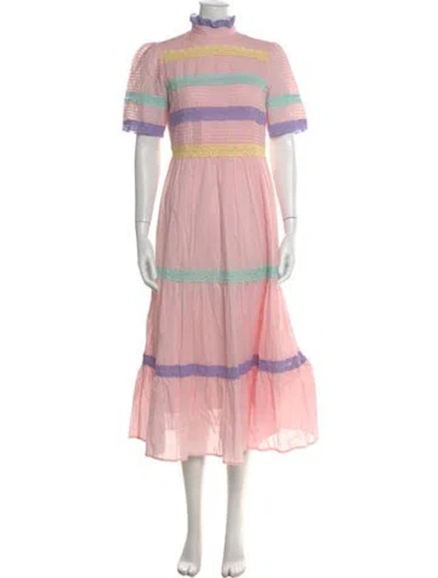 Pre-owned Olivia Rubin Patterned Midi Length Dress In Pink