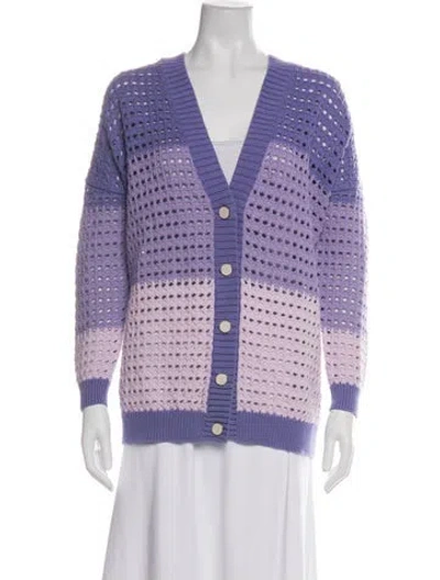 Pre-owned Olivia Rubin Patterned V-neck Sweater In Purple