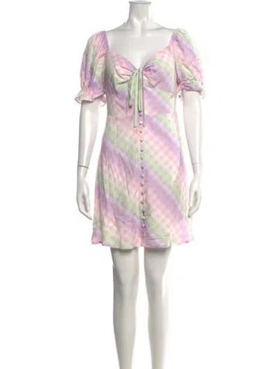 Pre-owned Olivia Rubin Plaid Print Mini Dress In Pink